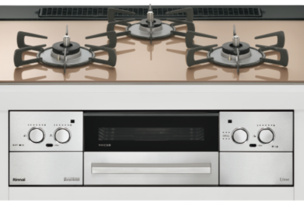 リンナイガスガラストップビルトインガスコンロLisse ¥148,000（税込み,施工費込み）