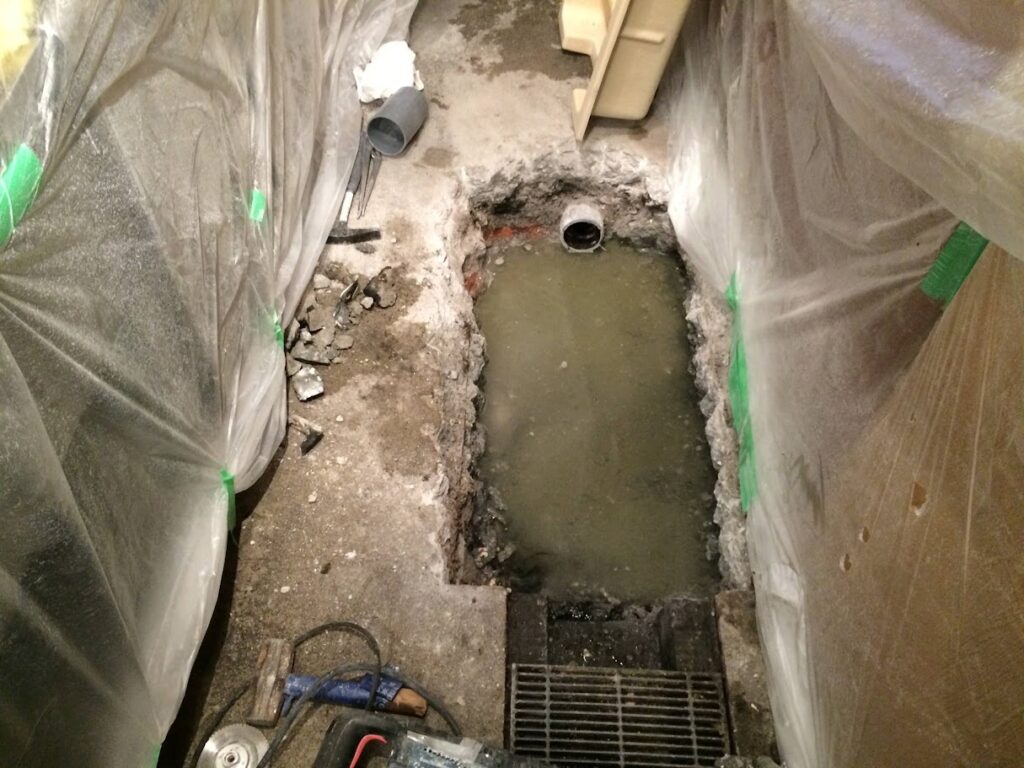 既存グリストラップ撤去後下地処理