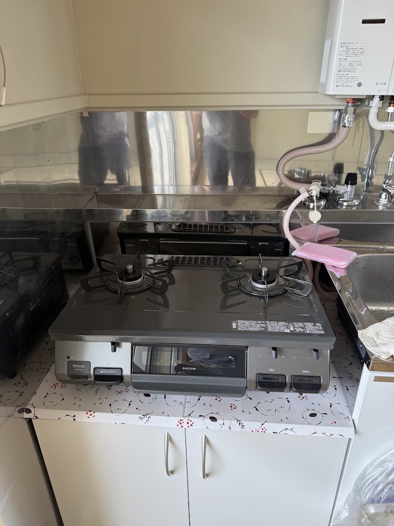 リンナイガスコンロ 都市ガス The Basic Gastable Standard ザ ベーシック 59cm 2口 ガステーブル施工後