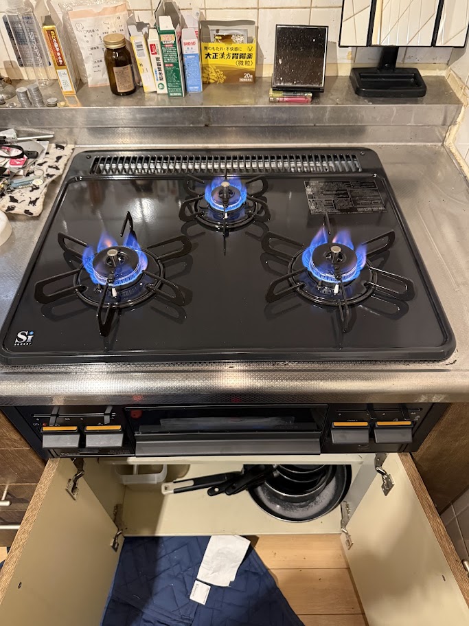 パロマビルトインガスコンロスタンダードトップPKD-N36施工後