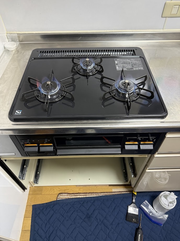 パロマビルトインガスコンロスタンダードトップPKD-N36施工後